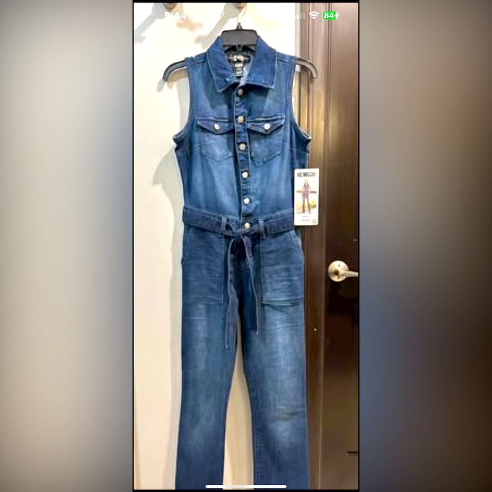 Denim Sleeveless Button-Up Jumpsuit